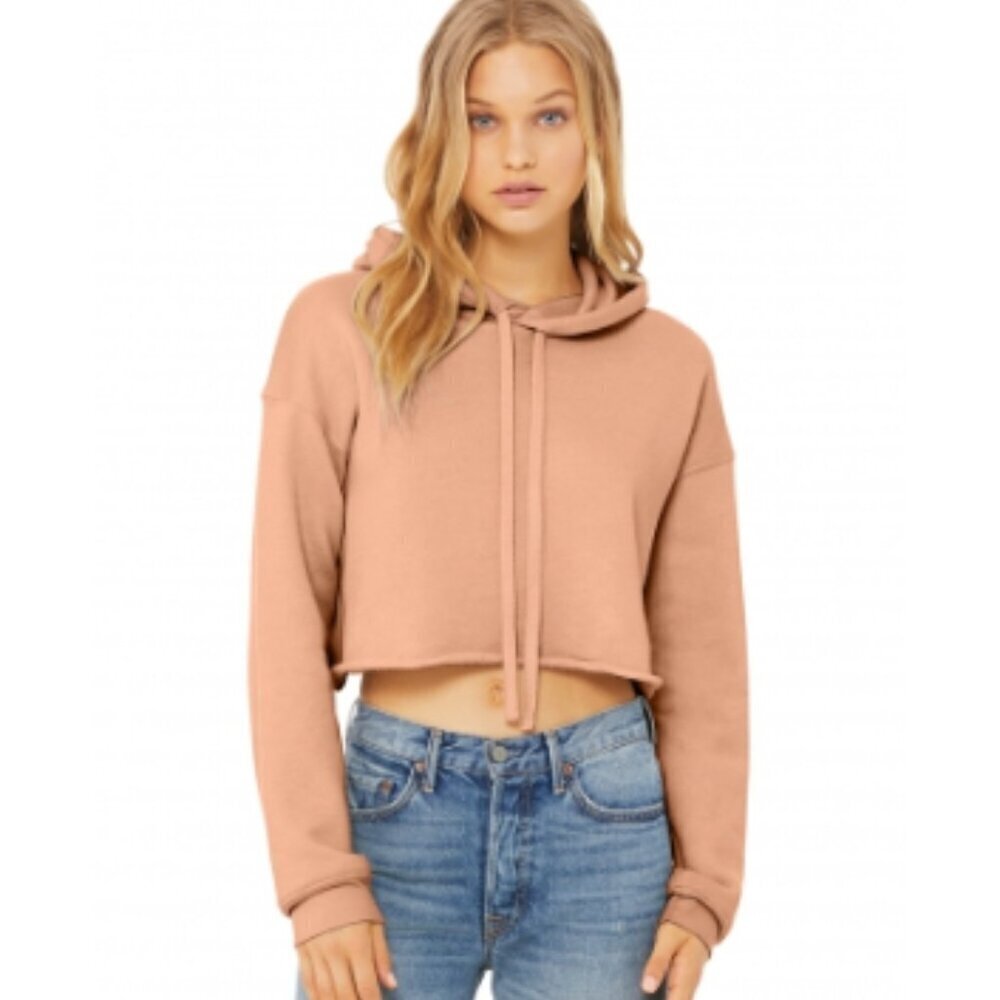 Tan Light Brown Women's Sponge Fleece Cropped Hoodie Size XS Boohoo
